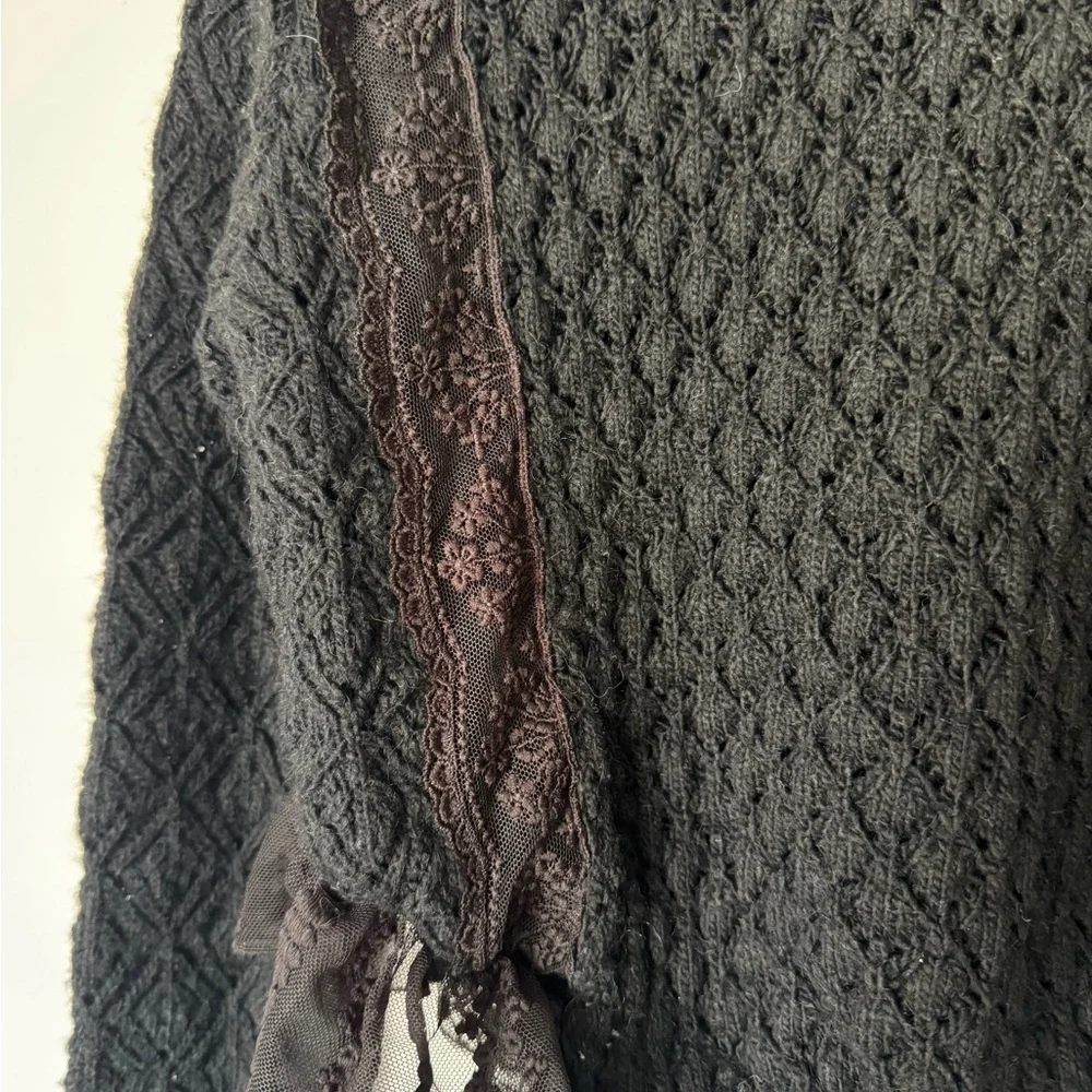 Zara Black Women's Cropped Lace Sweater - Picture 5 of 11